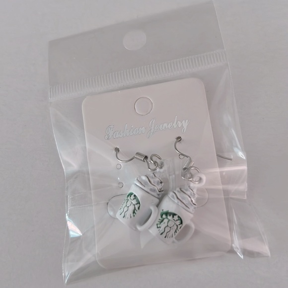 Drop Earrings Cappucino Earrings Coffee Earrings Starbucks 1.5" in. - Picture 7 of 7